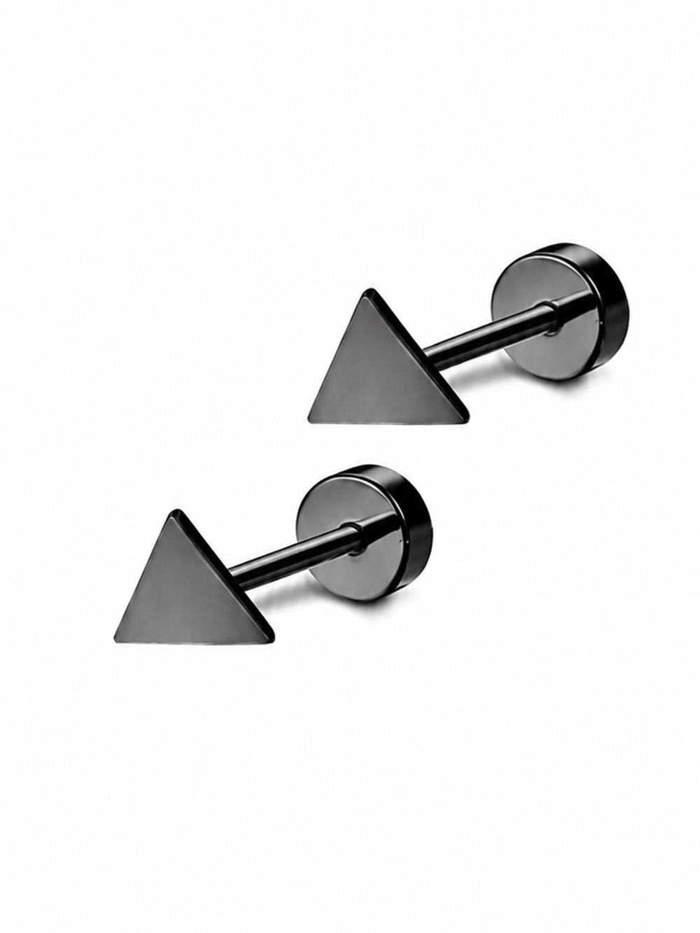 Black Triangle Flat Back Stud Earrings 5mm 20G Stainless Steel